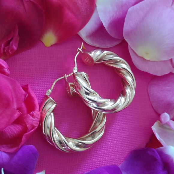 Vintage Jewelry - 3/$30 Milor rose gold bronze twisted hoops